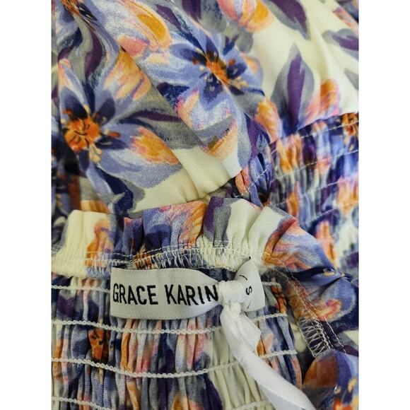 Grace Karin smocked floral Midi Dress sz S Small nwt resort vacation romantic - Picture 7 of 12
